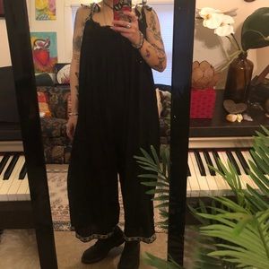 Black Romper with Tie Straps